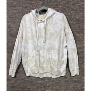 Aerie Fleece Tie Dye Hoodie Womens Size S Beige Tan Kangaroo Pockets Oversized